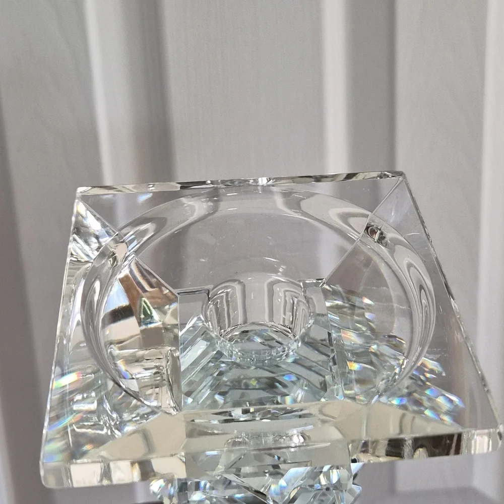 Crystal Eye Votive Candle Holder – Clear Geometric Prism Luxury Decor